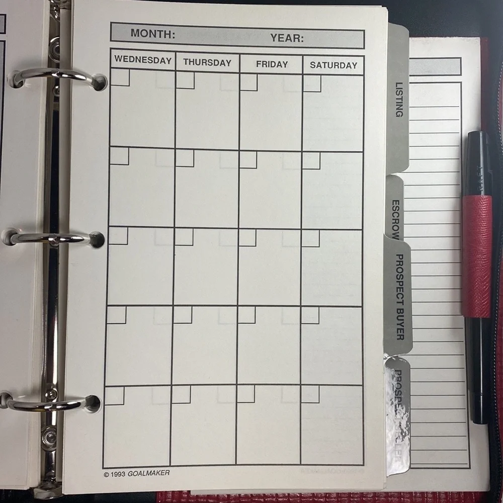 Goal Maker Red Leather Reptile Design Binder